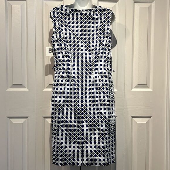Anne Klein Blue/White Sleeveless A-Line Dress Size 6 NWT - Picture 6 of 13
